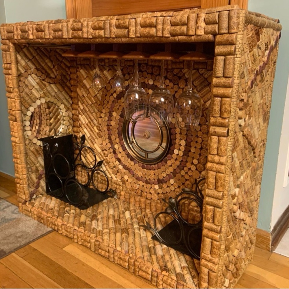 Unique Cork Wine Rack with Glass Holder